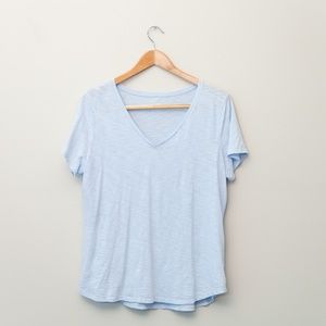 EveryWear V-Neck Slub Knit Tee - Light Blue